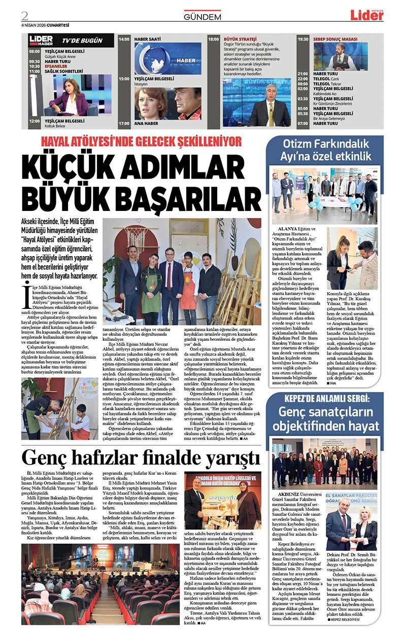 4 N İ S A N 2026 L İ D E R G A Z E T E A N T A L Y A 2
