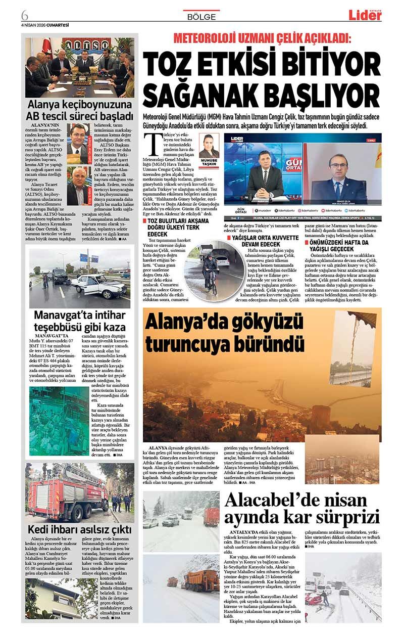 4 N İ S A N 2026 L İ D E R G A Z E T E A N T A L Y A 6