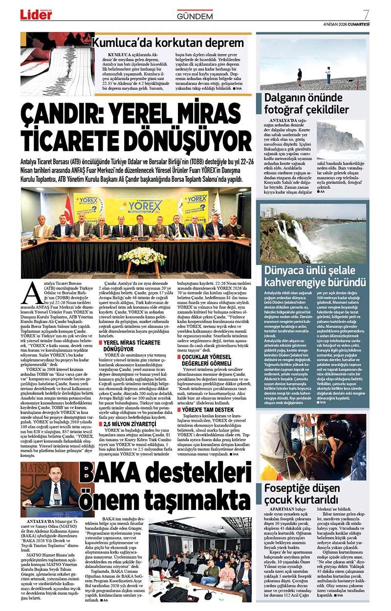 4 N İ S A N 2026 L İ D E R G A Z E T E A N T A L Y A 7