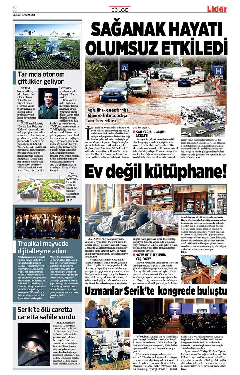 5 N İ S A N 2026 L İ D E R G A Z E T E A N T A L Y A 6