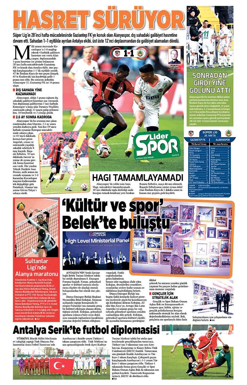 5 N İ S A N 2026 L İ D E R G A Z E T E A N T A L Y A 8