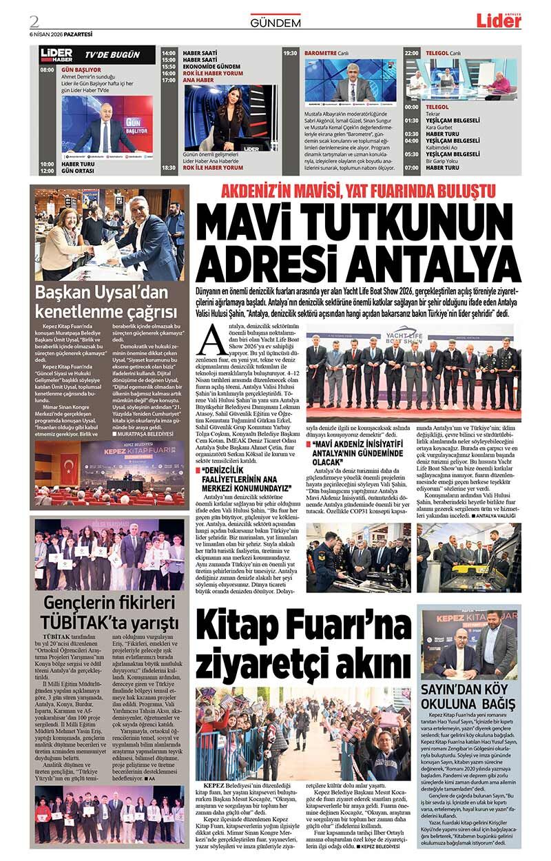 6 N İ S A N 2026 L İ D E R G A Z E T E A N T A L Y A 2