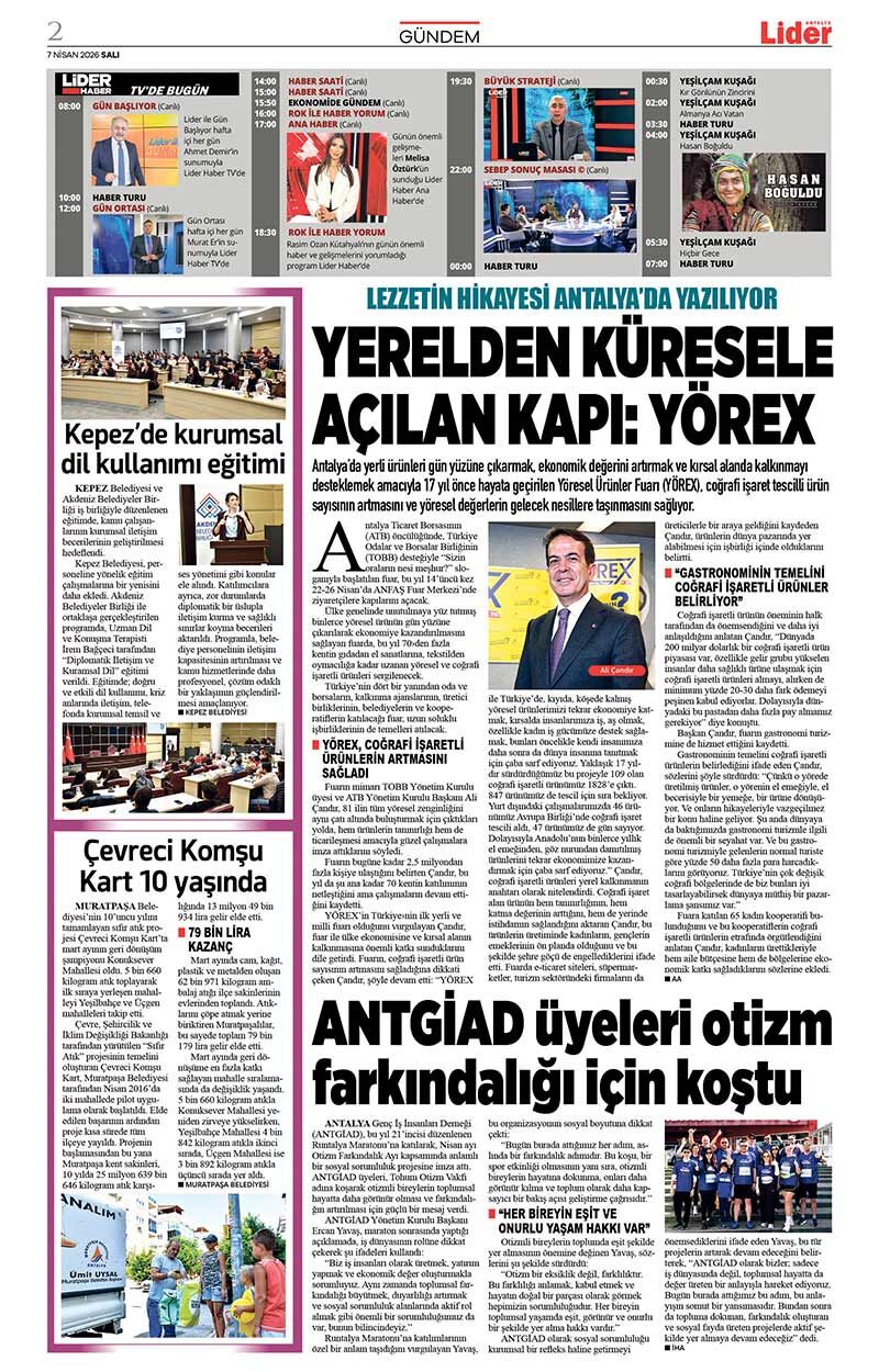 7 N İ S A N 2026 L İ D E R G A Z E T E A N T A L Y A 2