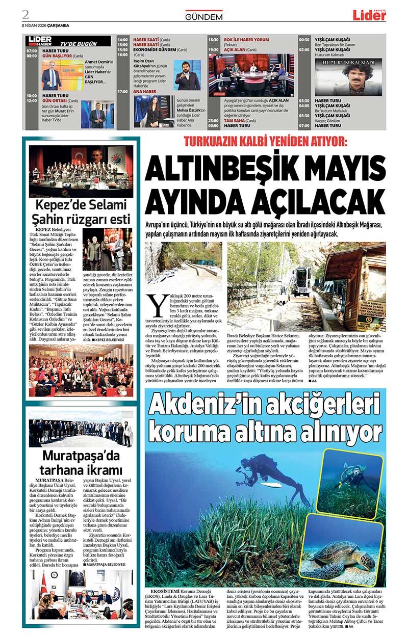 8 N İ S A N 2026 L İ D E R G A Z E T E A N T A L Y A 2