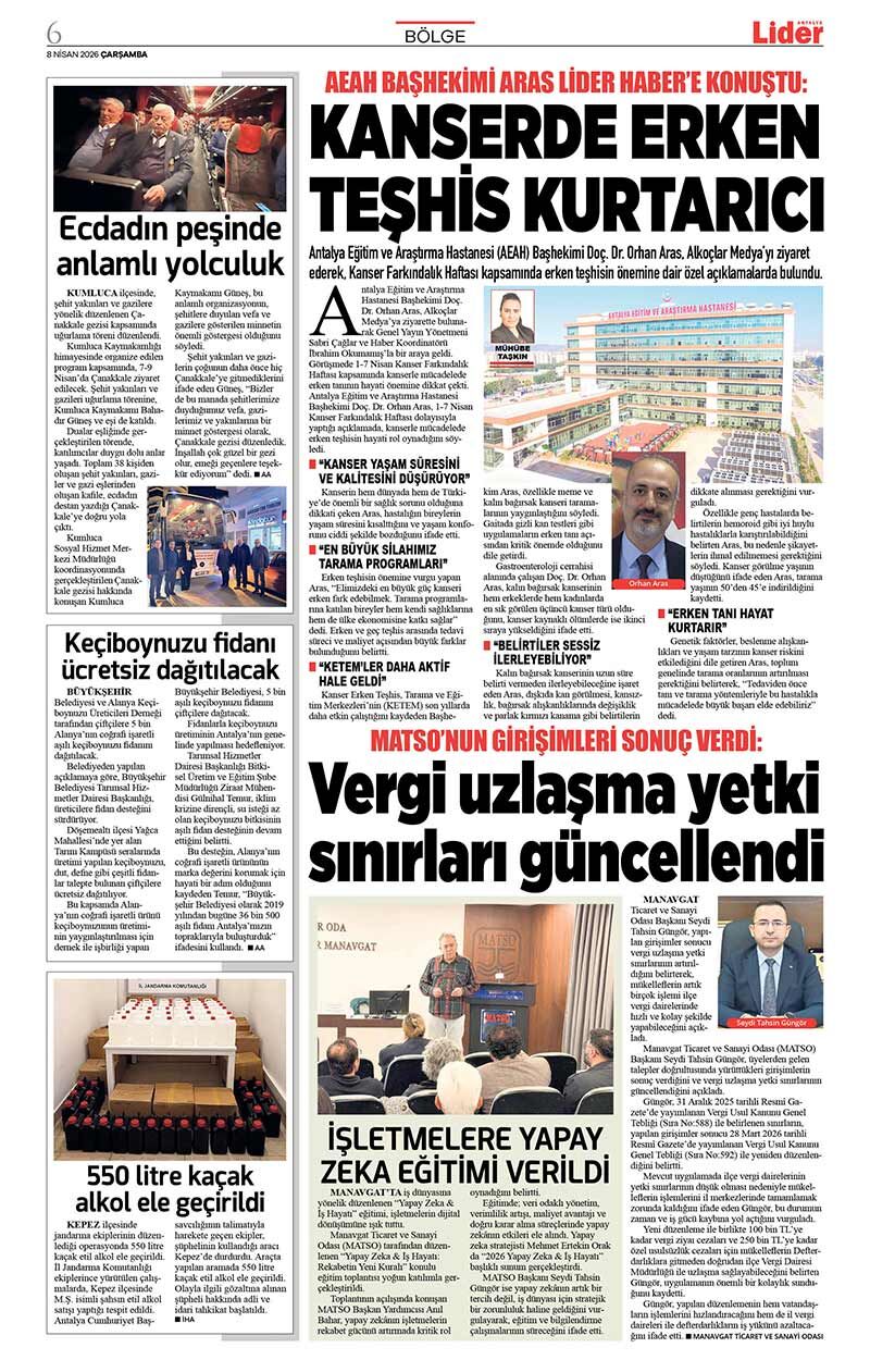 8 N İ S A N 2026 L İ D E R G A Z E T E A N T A L Y A 6