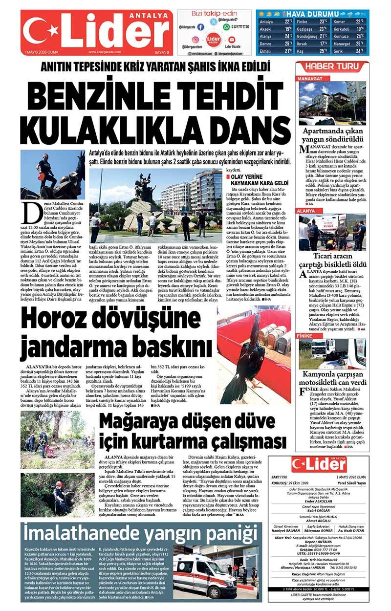 1 M A Y I S 2026 L İ D E R G A Z E T E A N T A L Y A 3