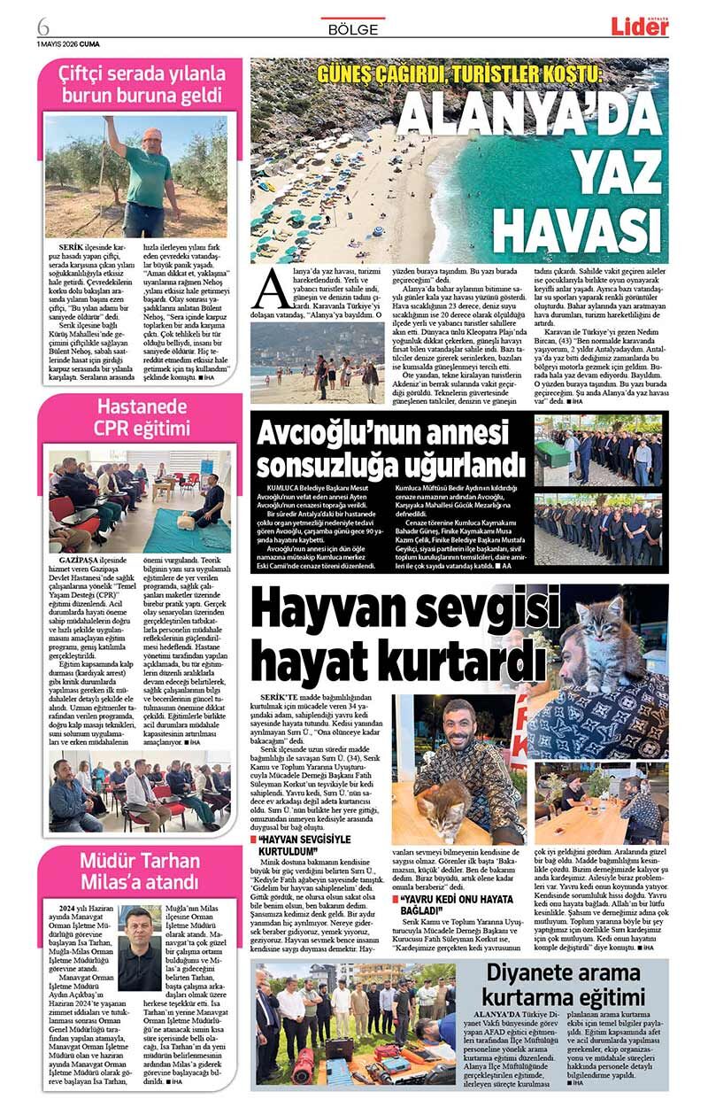 1 M A Y I S 2026 L İ D E R G A Z E T E A N T A L Y A 6