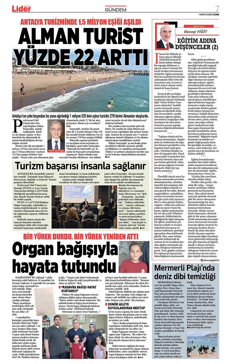 1 M A Y I S 2026 L İ D E R G A Z E T E A N T A L Y A 7