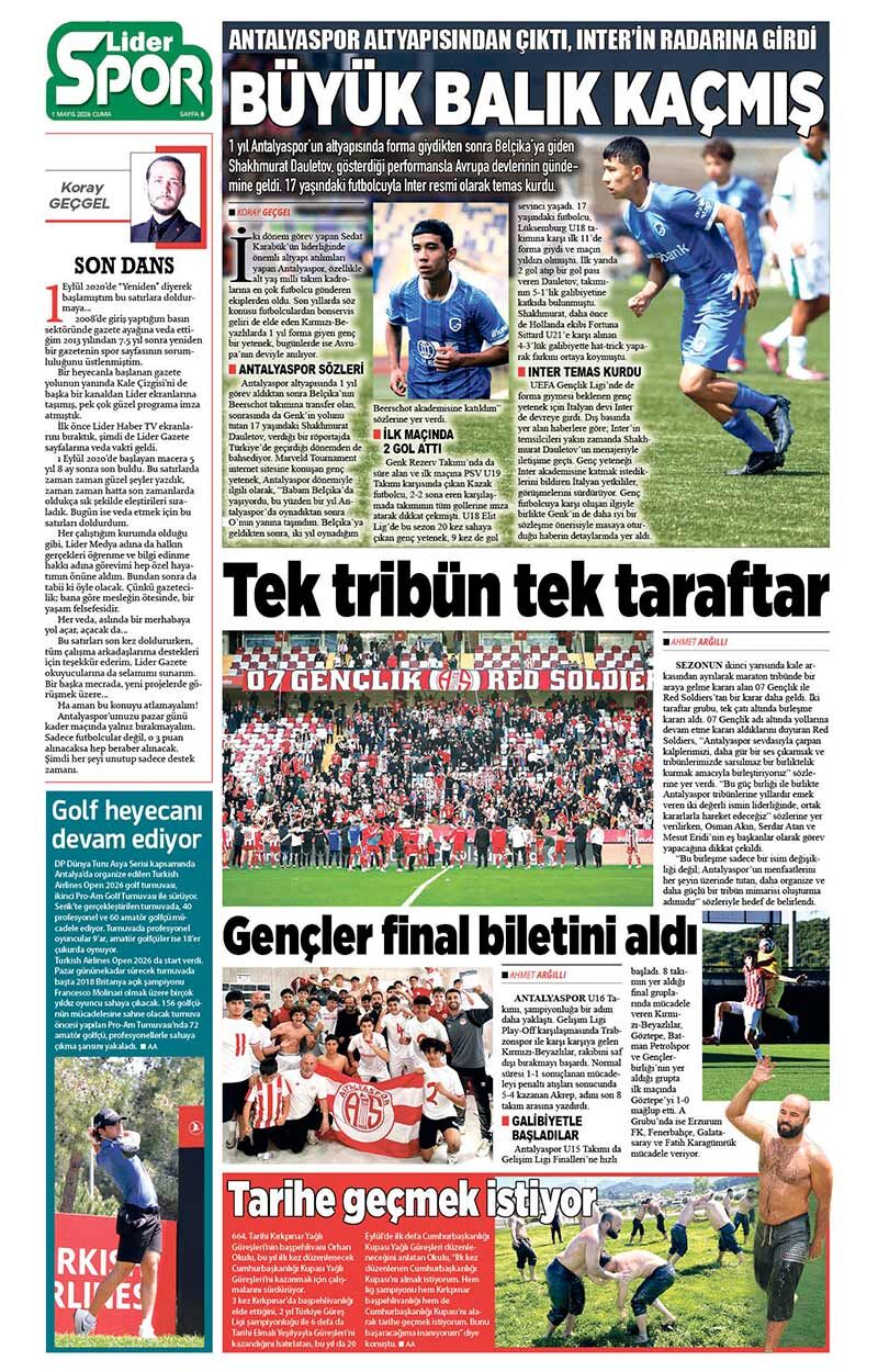 1 M A Y I S 2026 L İ D E R G A Z E T E A N T A L Y A 8