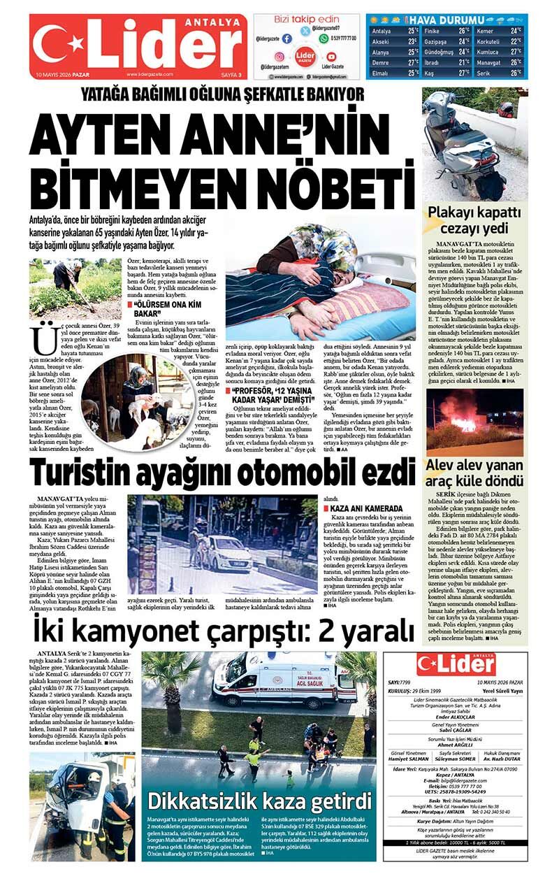 10 M A Y I S 2026 L İ D E R G A Z E T E A N T A L Y A 3