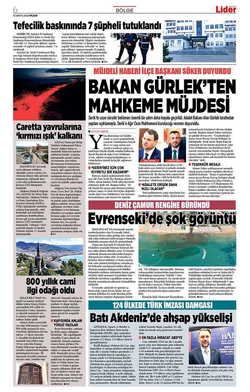 10 M A Y I S 2026 L İ D E R G A Z E T E A N T A L Y A 6