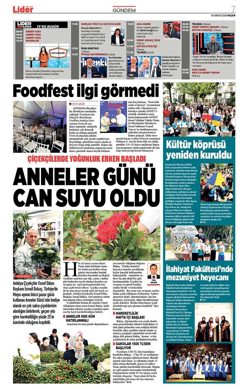 10 M A Y I S 2026 L İ D E R G A Z E T E A N T A L Y A 7