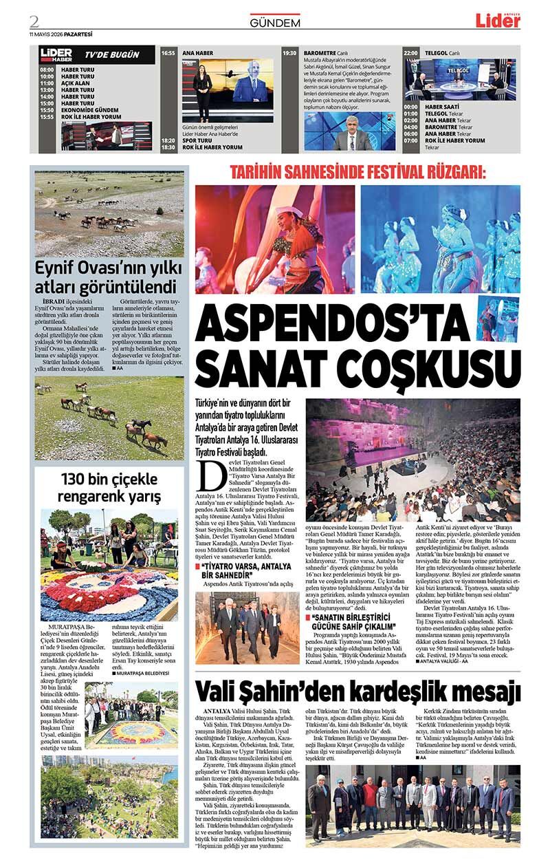 11 M A Y I S 2026 L İ D E R G A Z E T E A N T A L Y A 2