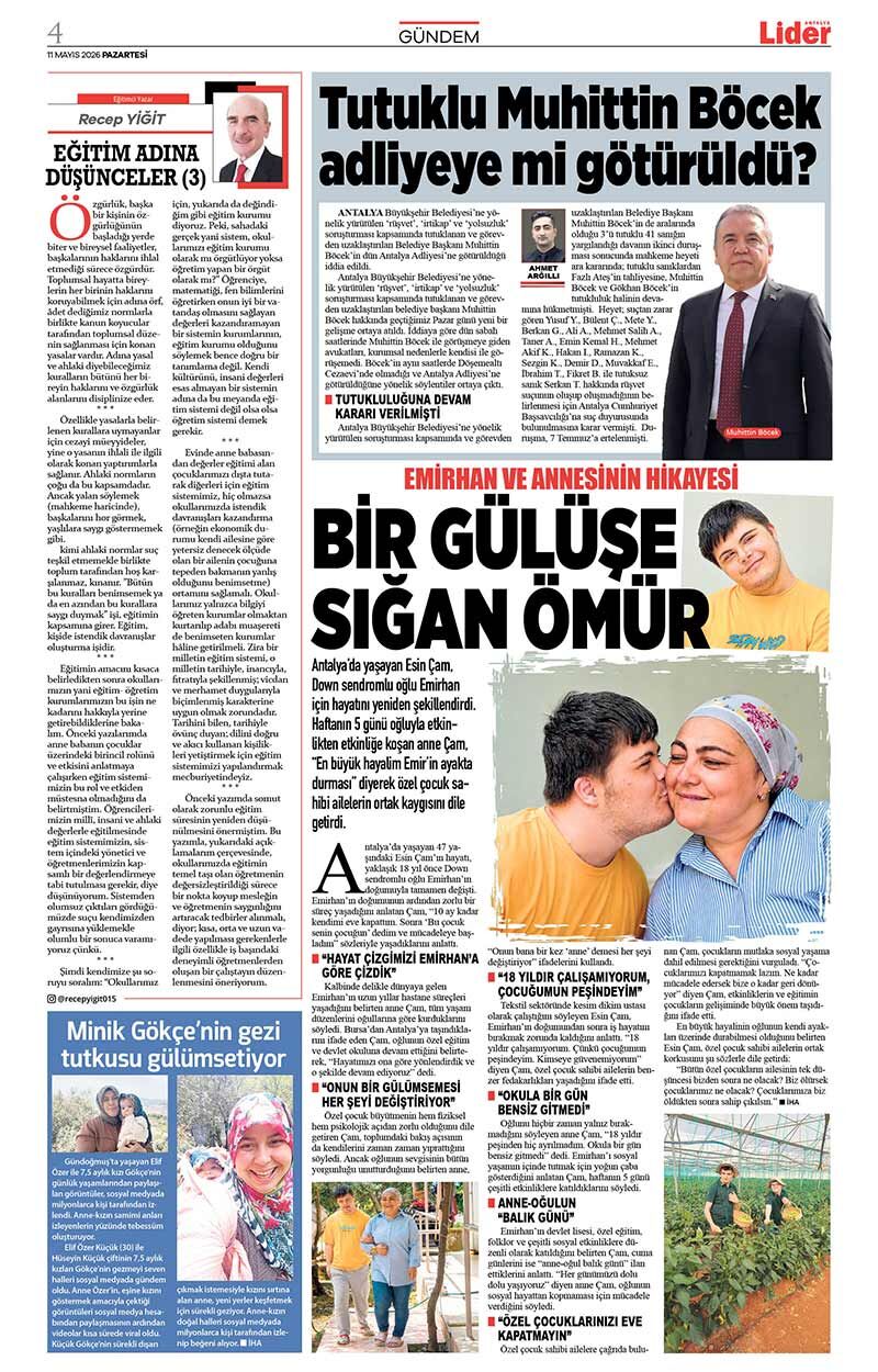 11 M A Y I S 2026 L İ D E R G A Z E T E A N T A L Y A 4