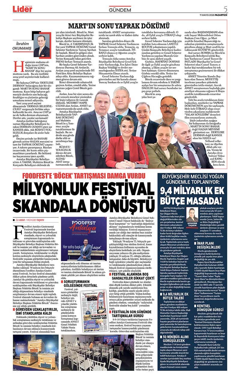 11 M A Y I S 2026 L İ D E R G A Z E T E A N T A L Y A 5
