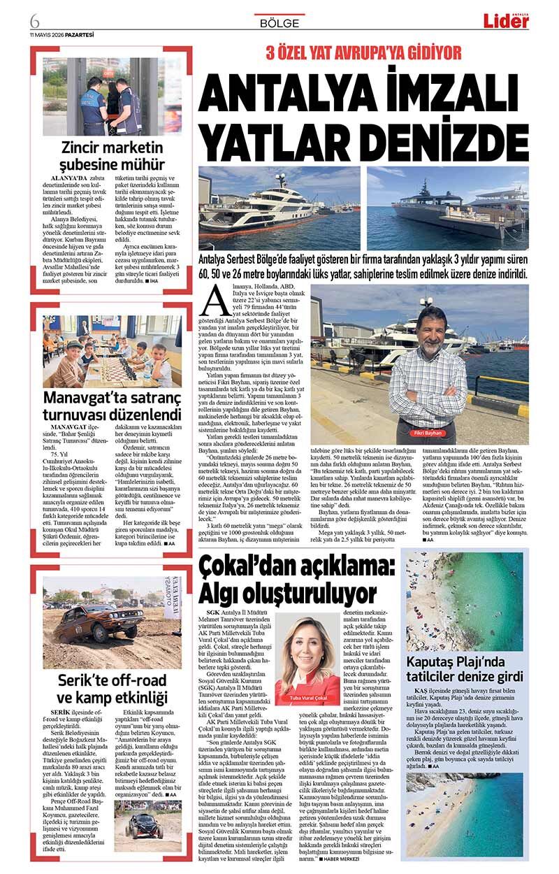 11 M A Y I S 2026 L İ D E R G A Z E T E A N T A L Y A 6