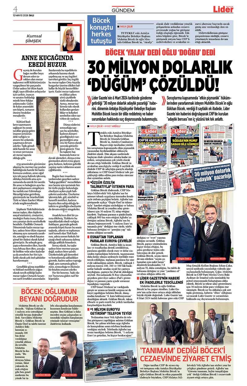 12 M A Y I S 2026 L İ D E R G A Z E T E A N T A L Y A 4