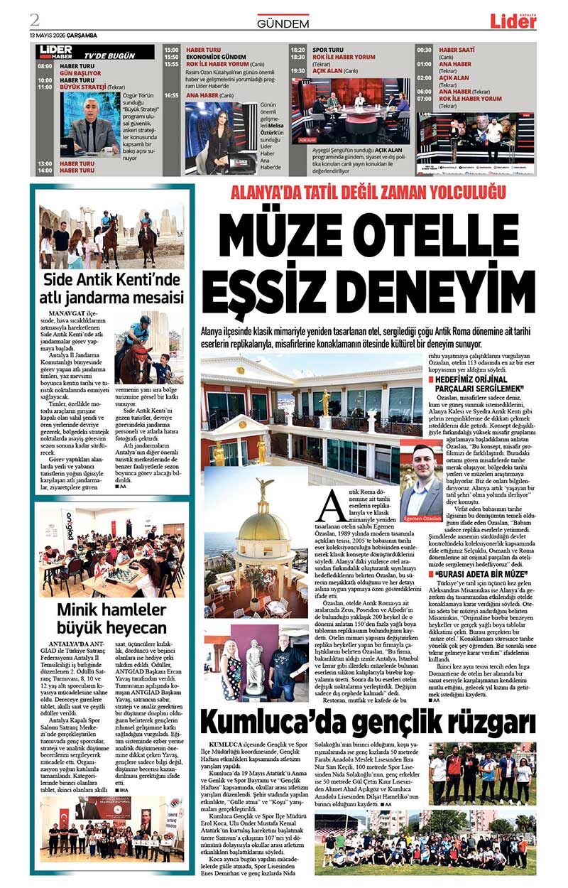 13 M A Y I S 2026 L İ D E R G A Z E T E A N T A L Y A 2