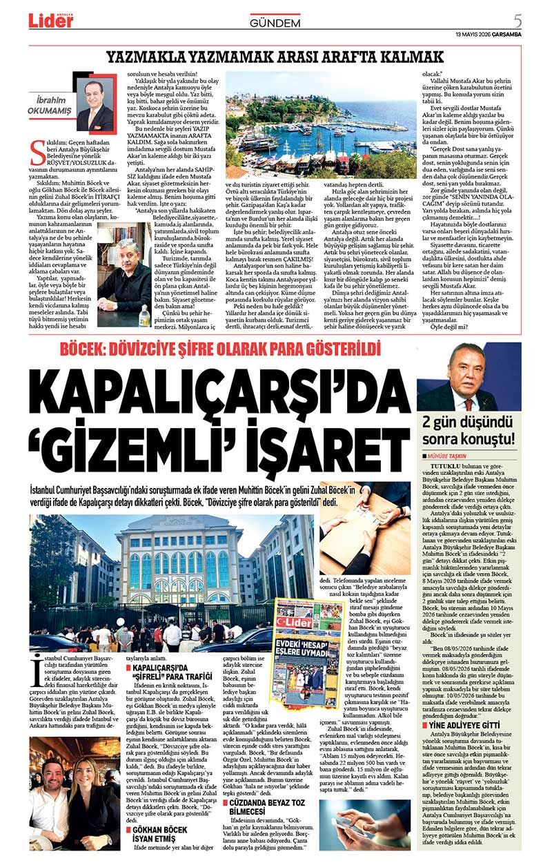 13 M A Y I S 2026 L İ D E R G A Z E T E A N T A L Y A 5