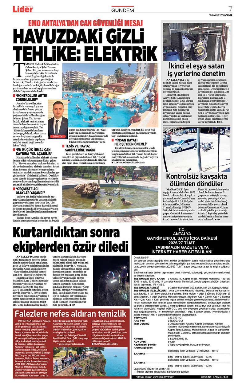 15 M A Y I S 2026 L İ D E R G A Z E T E A N T A L Y A 7