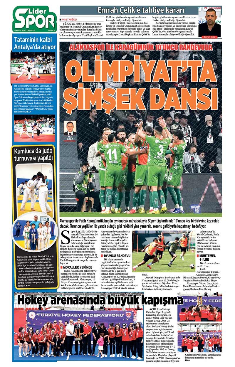16 M A Y I S 2026 L İ D E R G A Z E T E A N T A L Y A 8