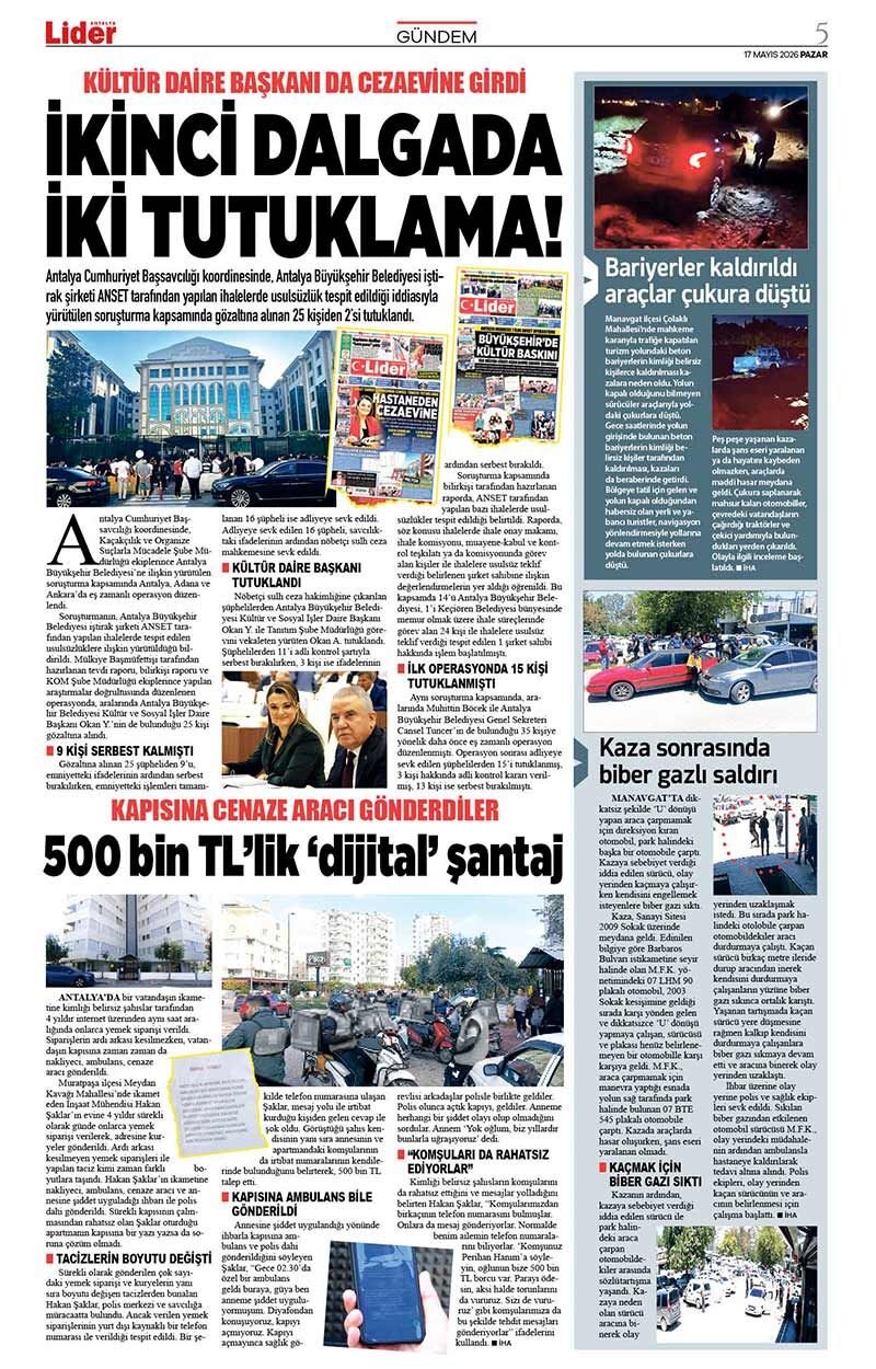 17 M A Y I S 2026 L İ D E R G A Z E T E A N T A L Y A 5