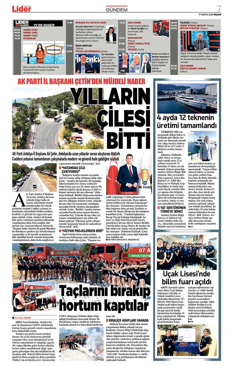17 M A Y I S 2026 L İ D E R G A Z E T E A N T A L Y A 7