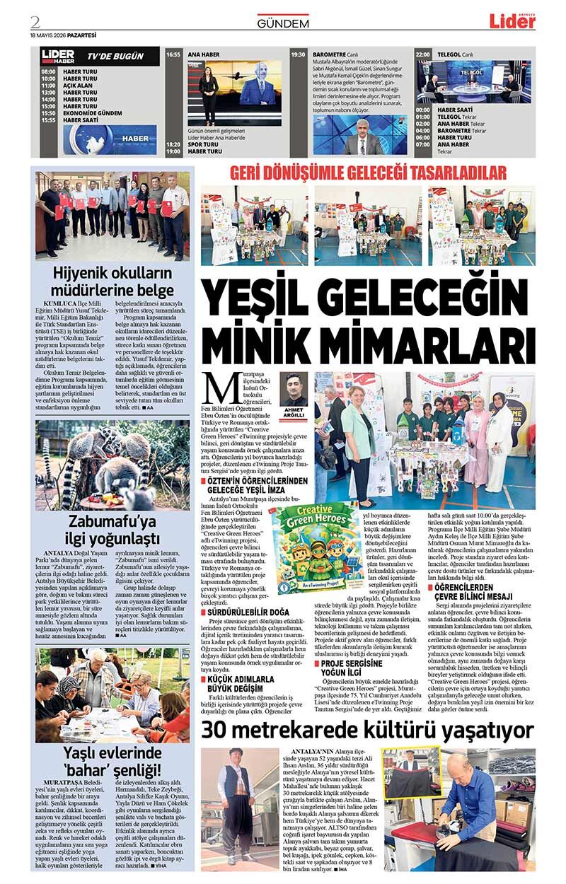 18 M A Y I S 2026 L İ D E R G A Z E T E A N T A L Y A 2