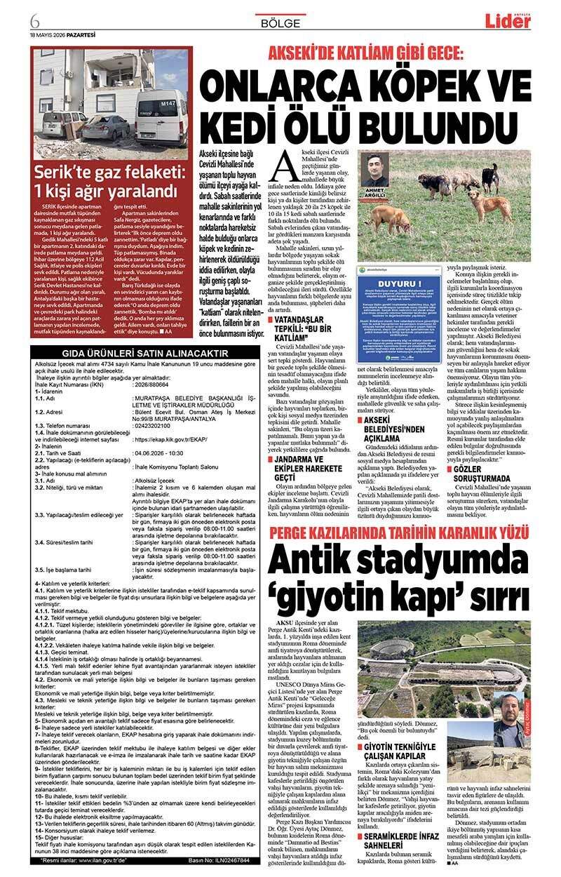 18 M A Y I S 2026 L İ D E R G A Z E T E A N T A L Y A 6