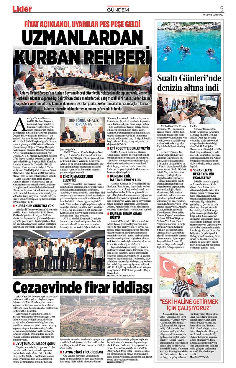 19 M A Y I S 2026 L İ D E R G A Z E T E A N T A L Y A 5
