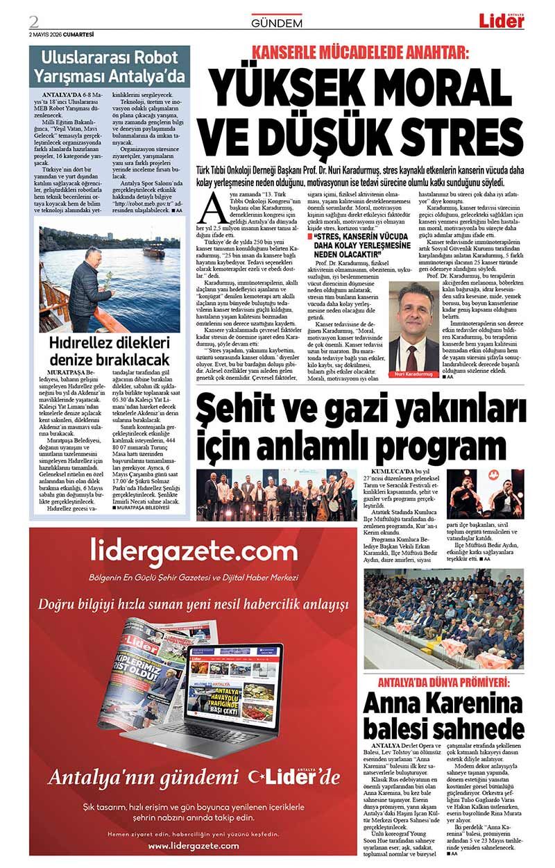 2 M A Y I S 2026 L İ D E R G A Z E T E A N T A L Y A 2