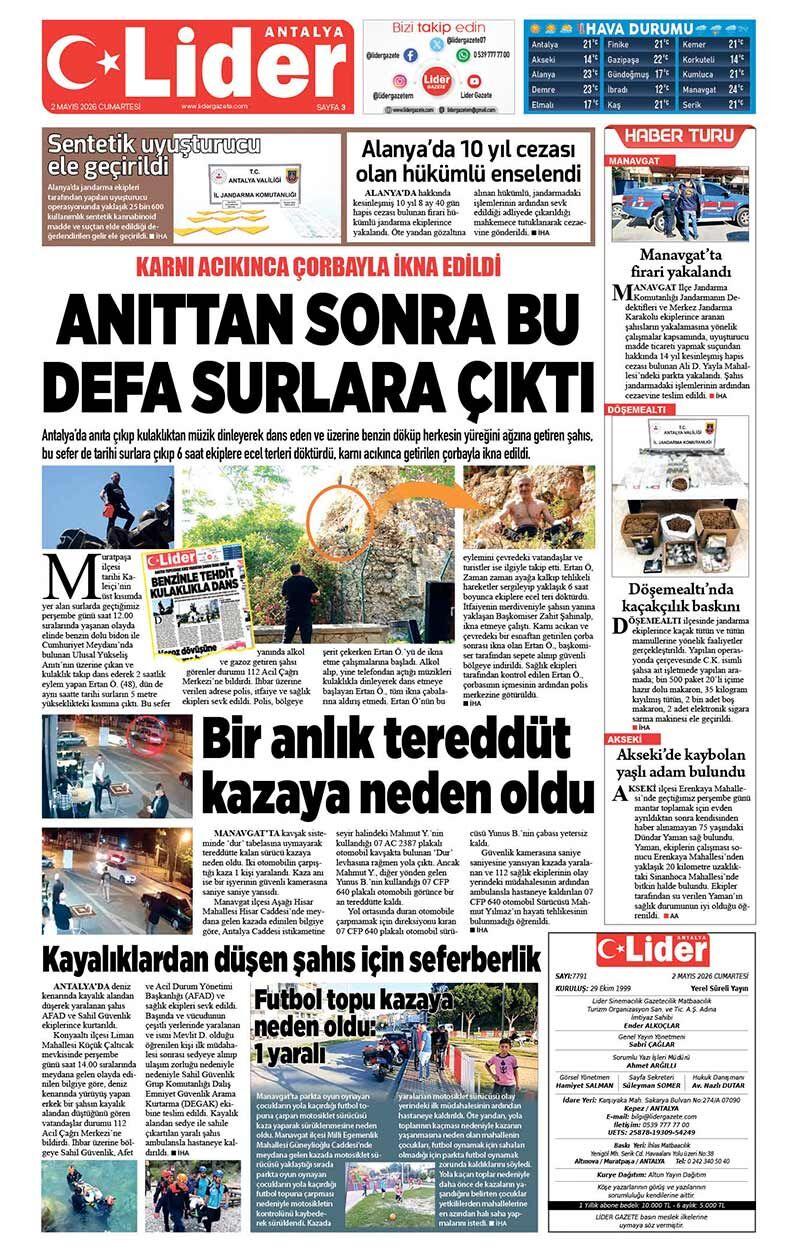 2 M A Y I S 2026 L İ D E R G A Z E T E A N T A L Y A 3