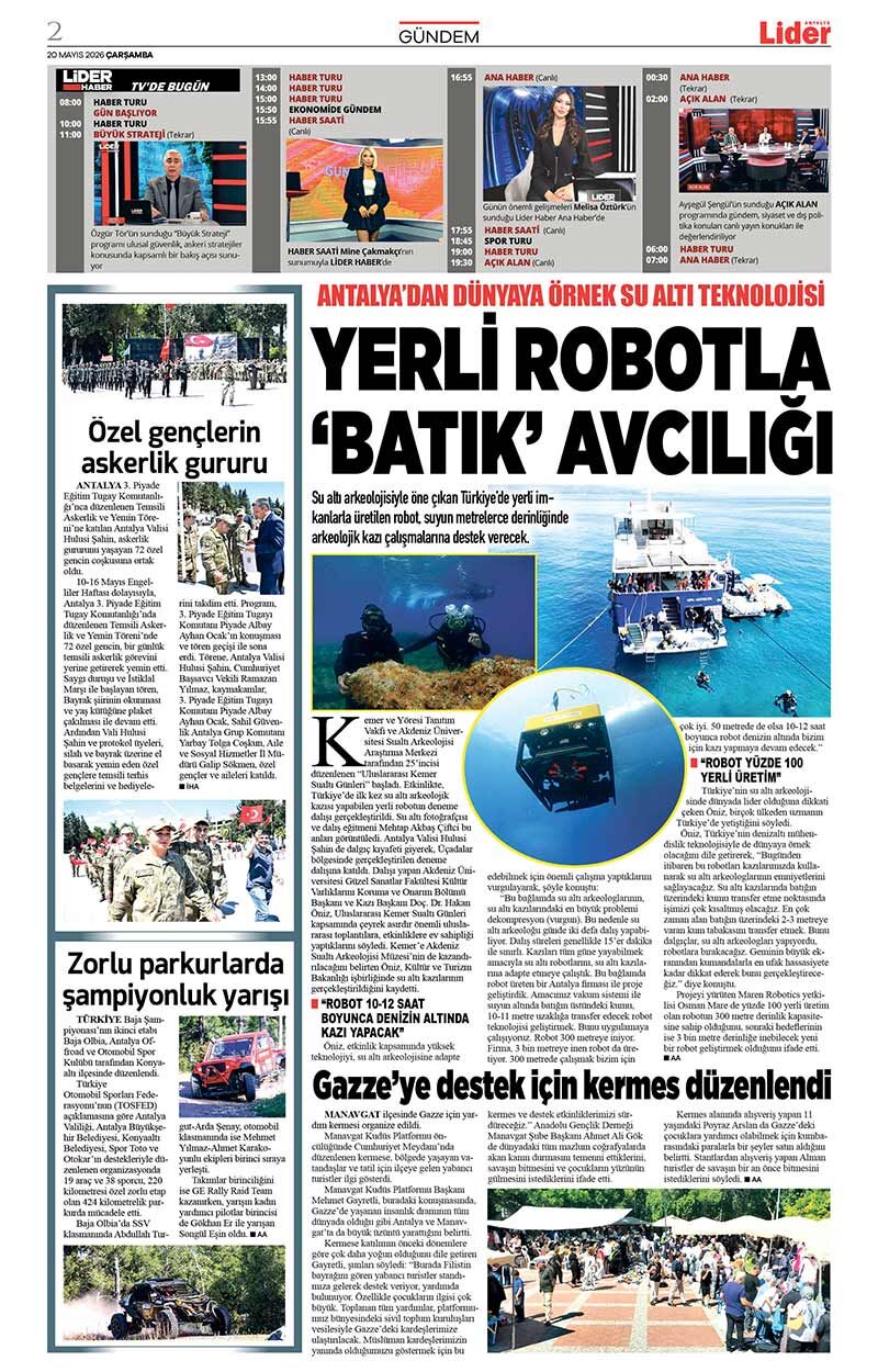 20 M A Y I S 2026 L İ D E R G A Z E T E A N T A L Y A 2