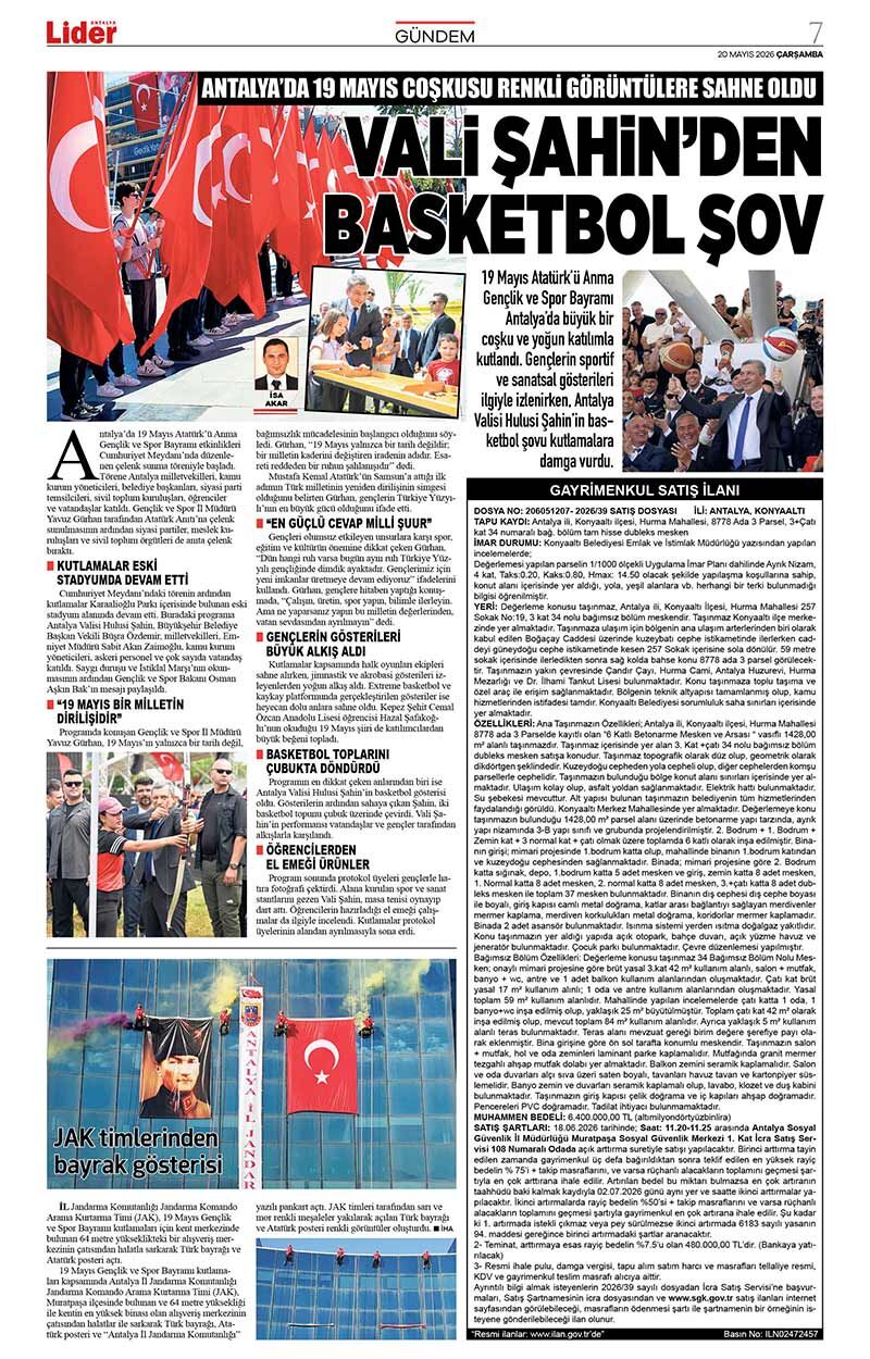 20 M A Y I S 2026 L İ D E R G A Z E T E A N T A L Y A 7