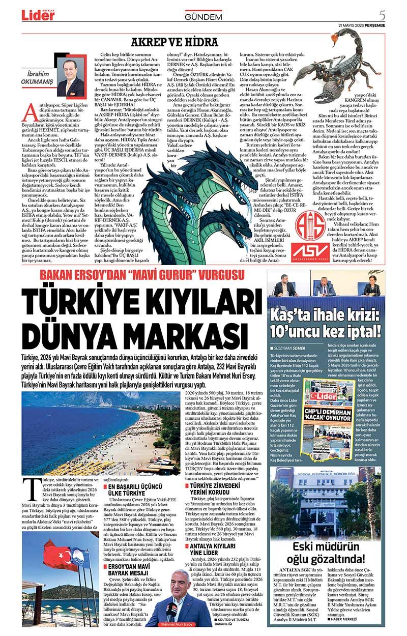 21 M A Y I S 2026 L İ D E R G A Z E T E A N T A L Y A 5