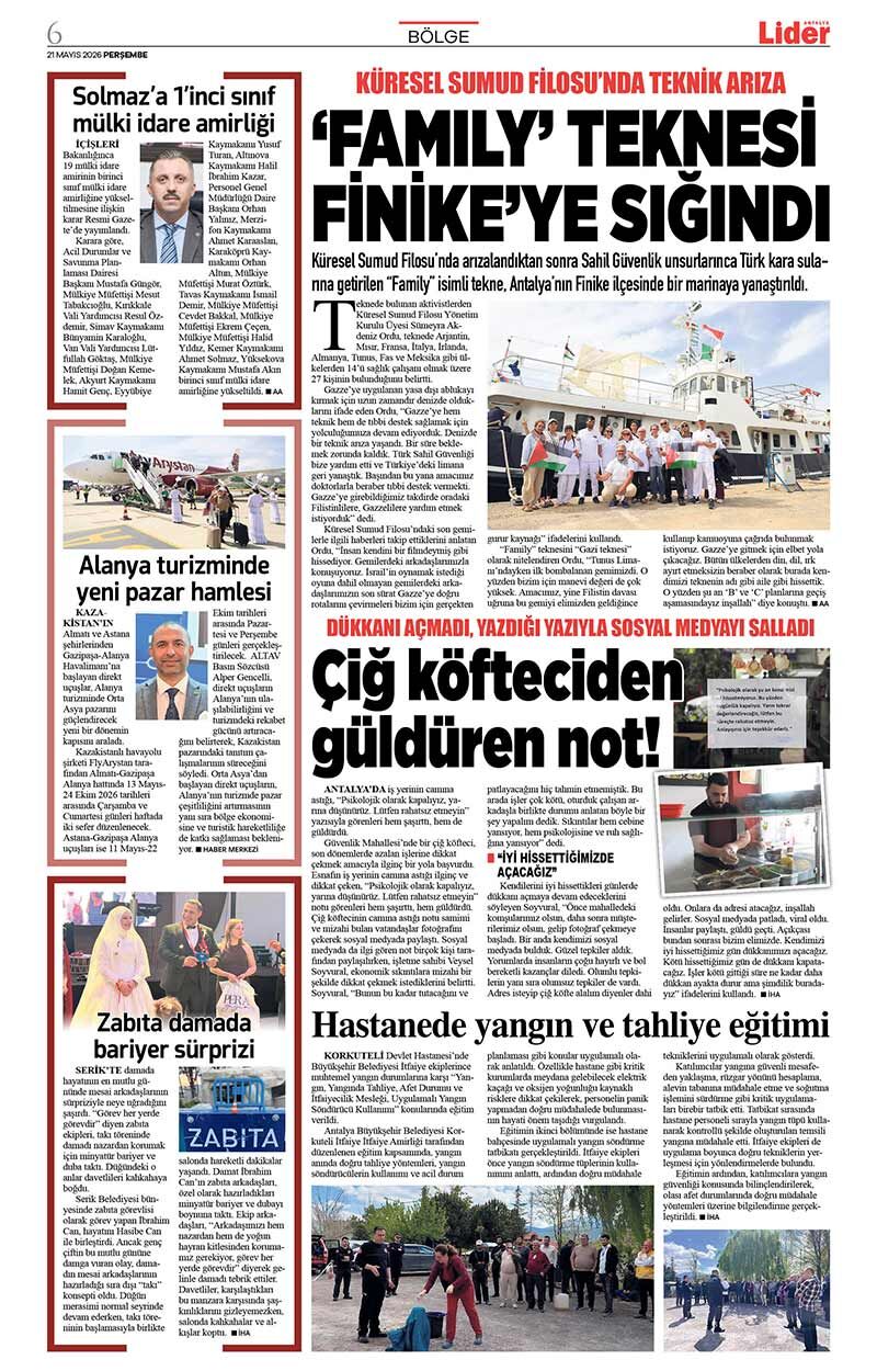 21 M A Y I S 2026 L İ D E R G A Z E T E A N T A L Y A 6