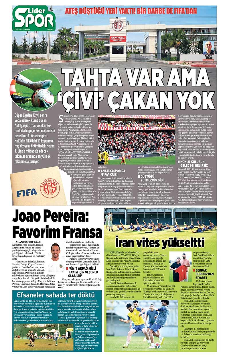 22 M A Y I S 2026 L İ D E R G A Z E T E A N T A L Y A 8