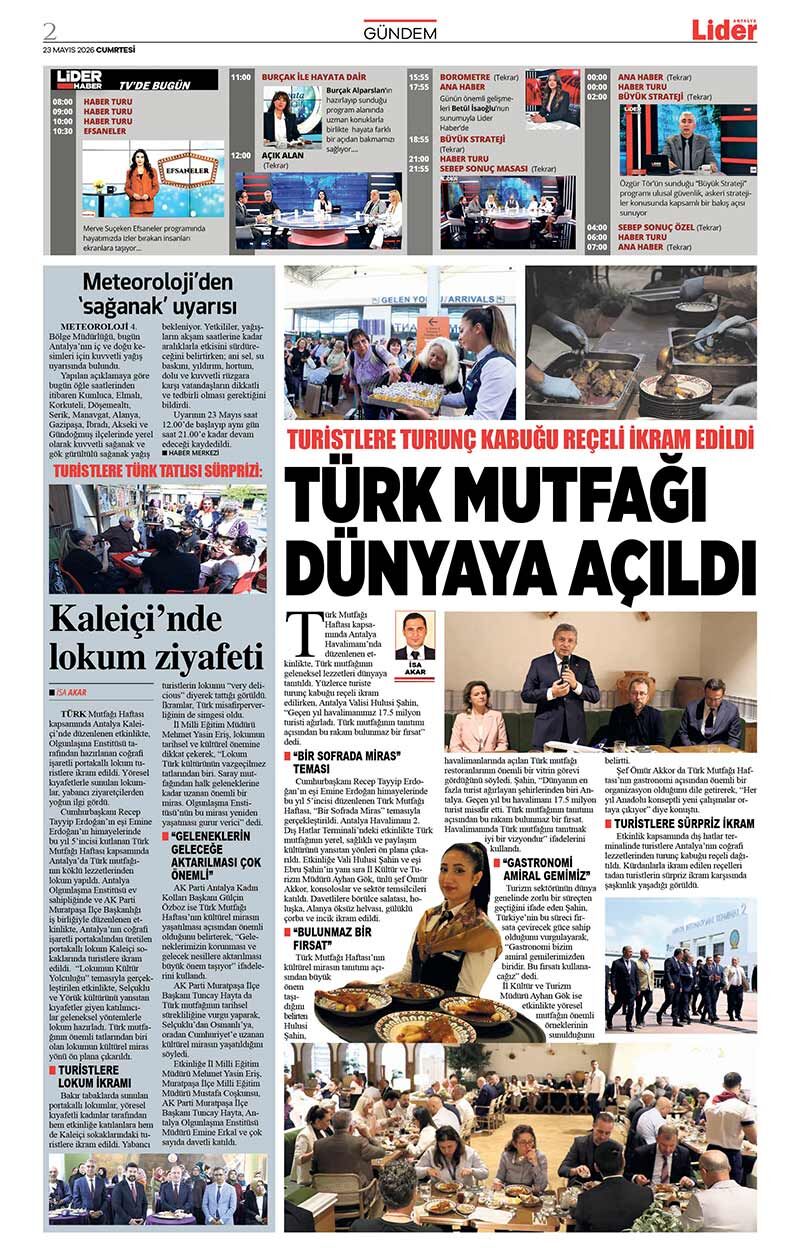 23 M A Y I S 2026 L İ D E R G A Z E T E A N T A L Y A 2