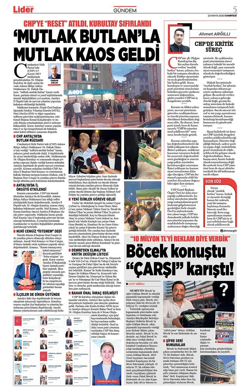 23 M A Y I S 2026 L İ D E R G A Z E T E A N T A L Y A 5