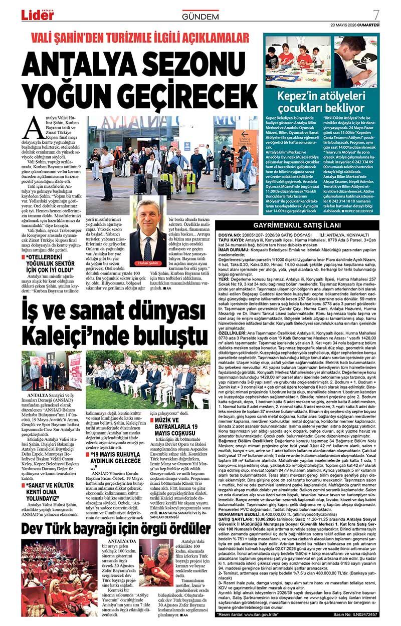 23 M A Y I S 2026 L İ D E R G A Z E T E A N T A L Y A 7