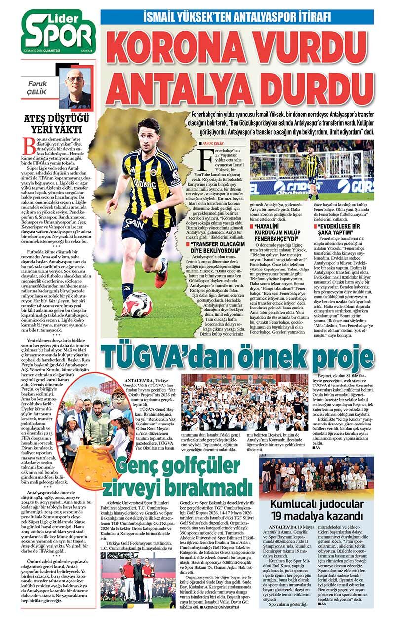 23 M A Y I S 2026 L İ D E R G A Z E T E A N T A L Y A 8