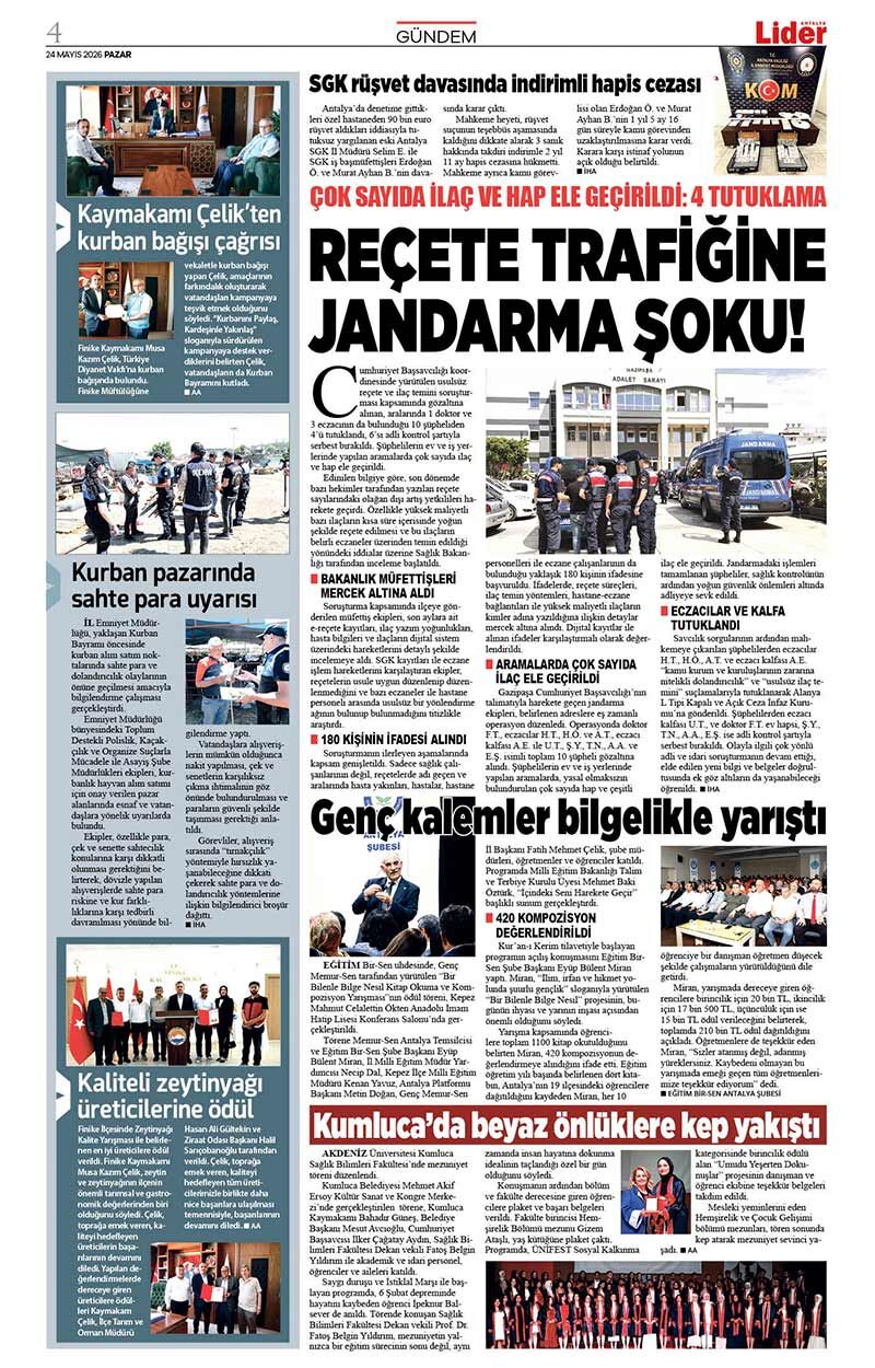 24 M A Y I S 2026 L İ D E R G A Z E T E A N T A L Y A 4