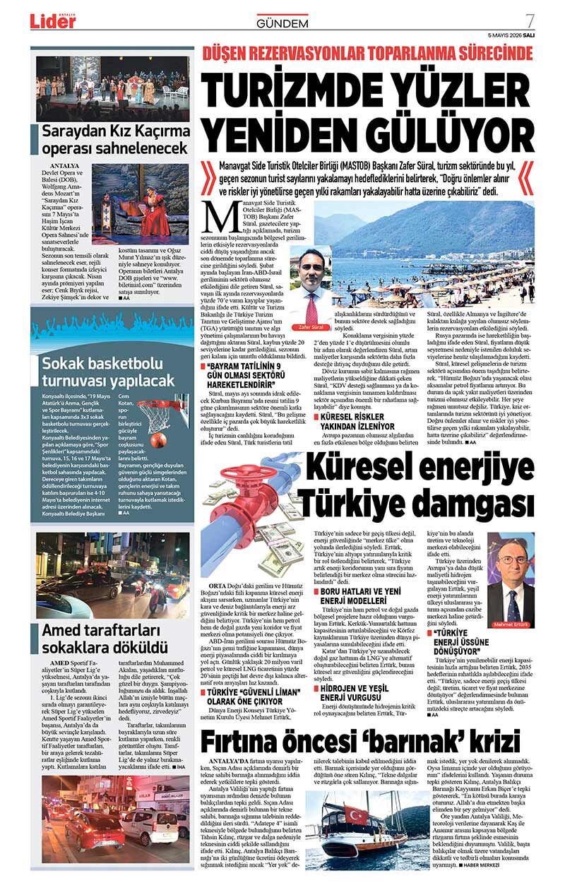 5 M A Y I S 2026 L İ D E R G A Z E T E A N T A L Y A 7