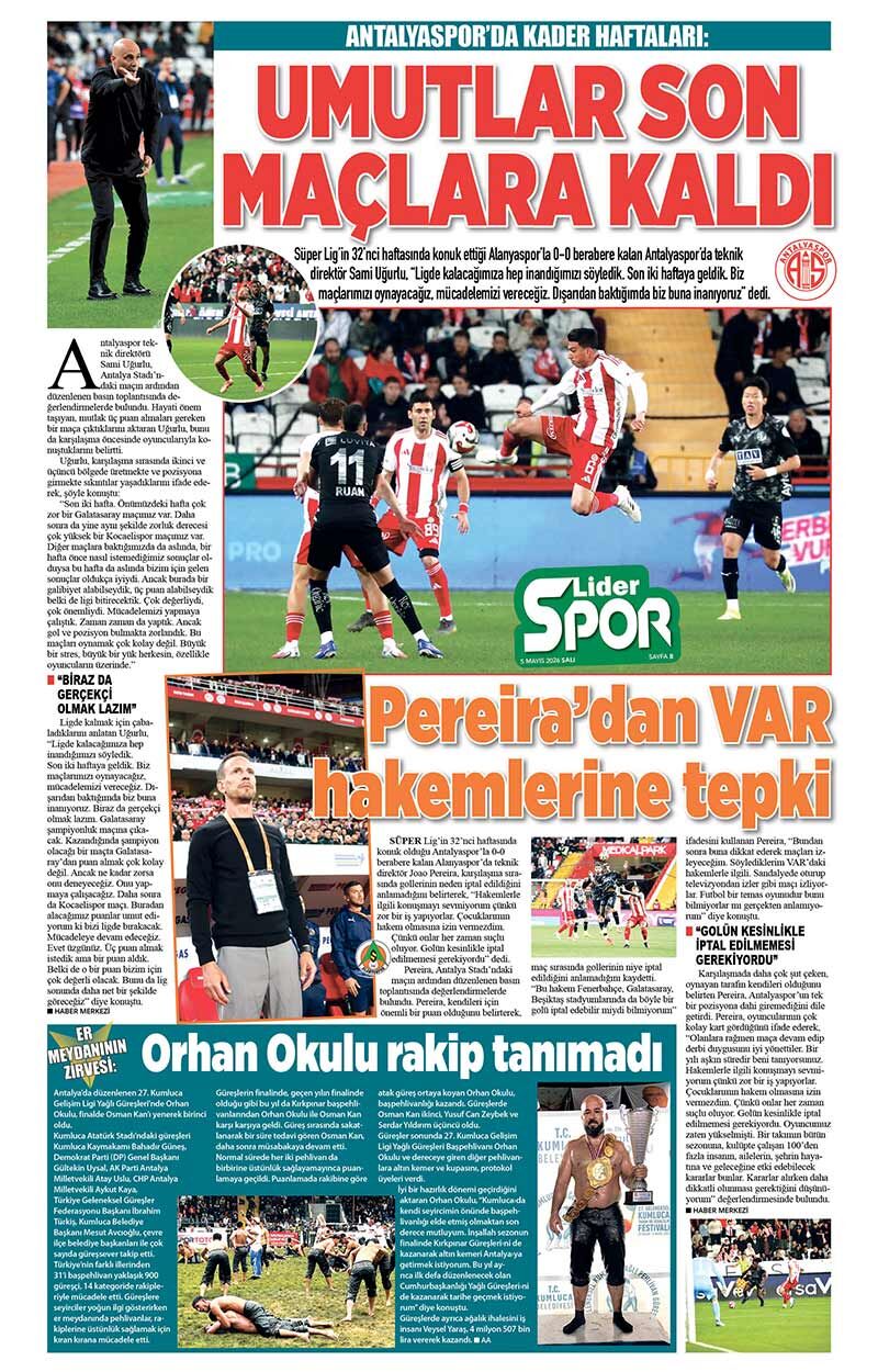5 M A Y I S 2026 L İ D E R G A Z E T E A N T A L Y A 8