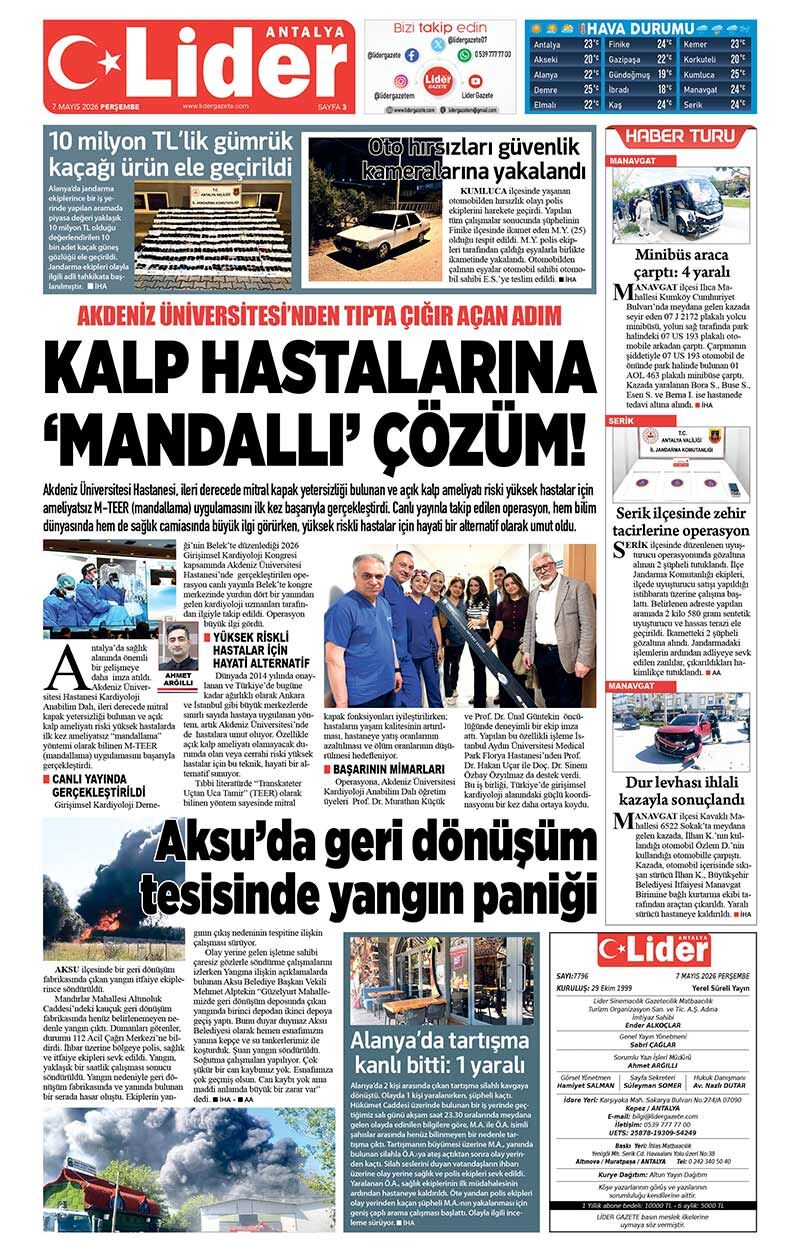 7 M A Y I S 2026 L İ D E R G A Z E T E A N T A L Y A 3