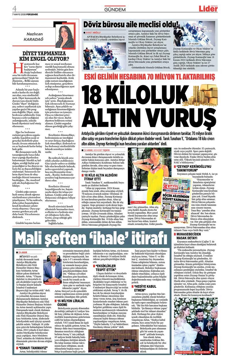 7 M A Y I S 2026 L İ D E R G A Z E T E A N T A L Y A 4