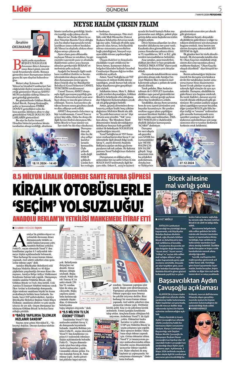 7 M A Y I S 2026 L İ D E R G A Z E T E A N T A L Y A 5