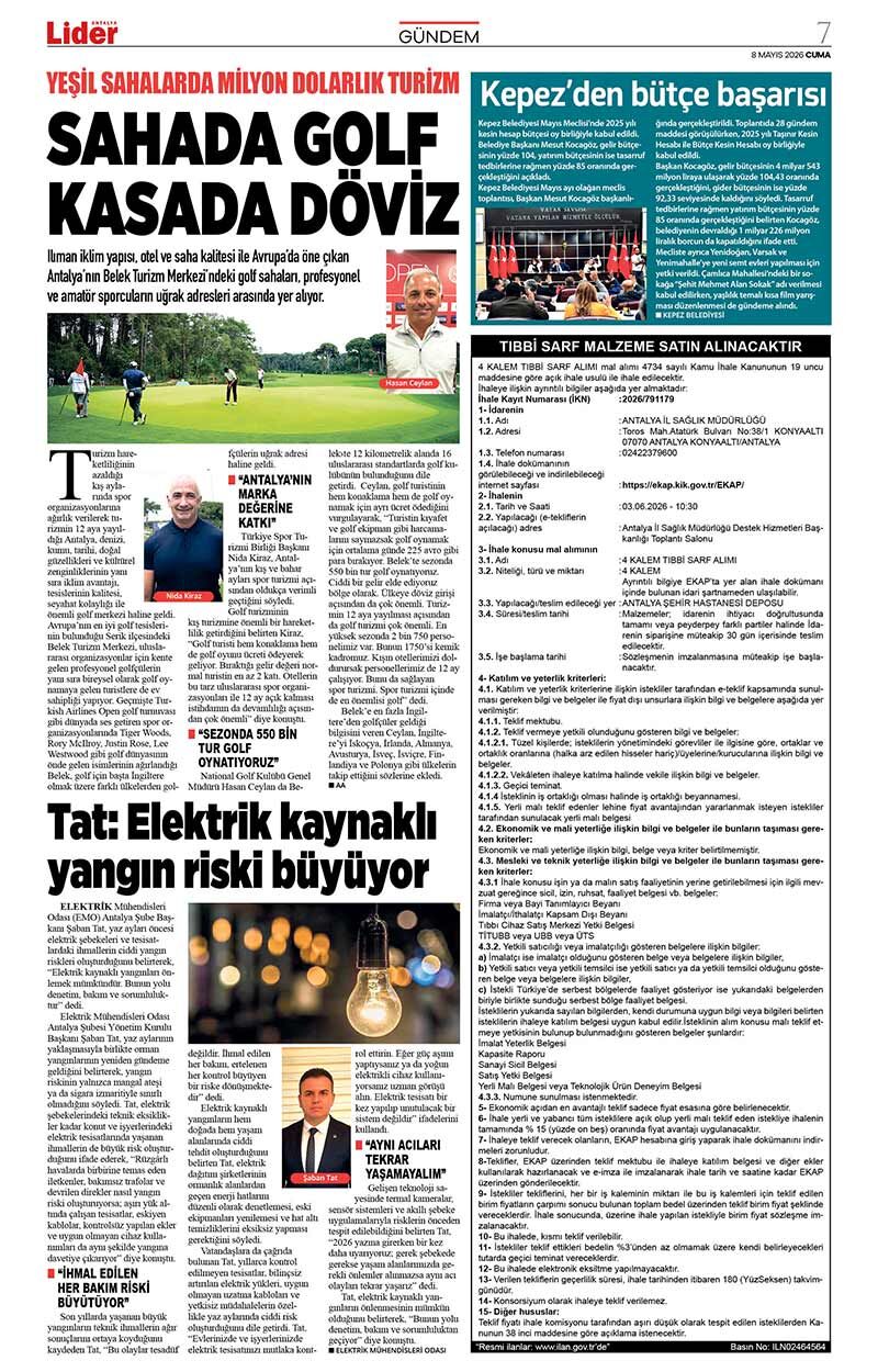 8 M A Y I S 2026 L İ D E R G A Z E T E A N T A L Y A 7