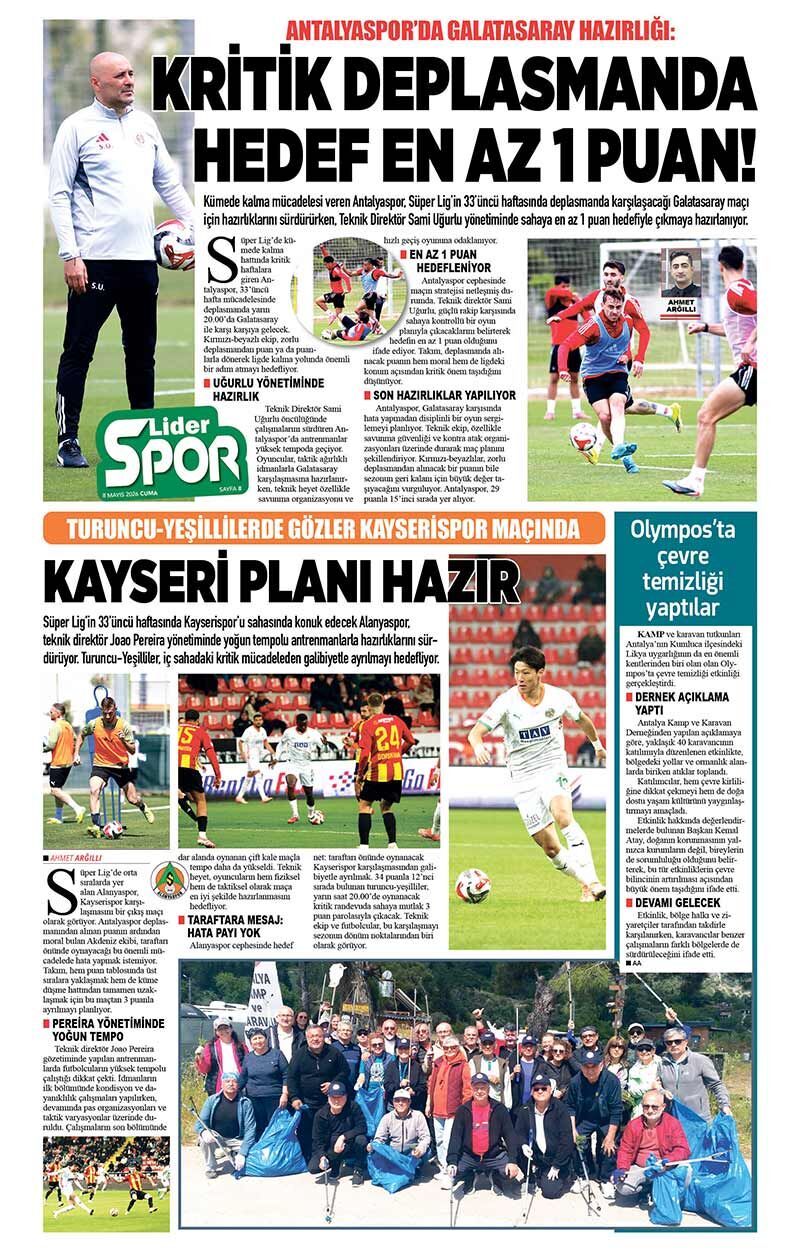 8 M A Y I S 2026 L İ D E R G A Z E T E A N T A L Y A 8
