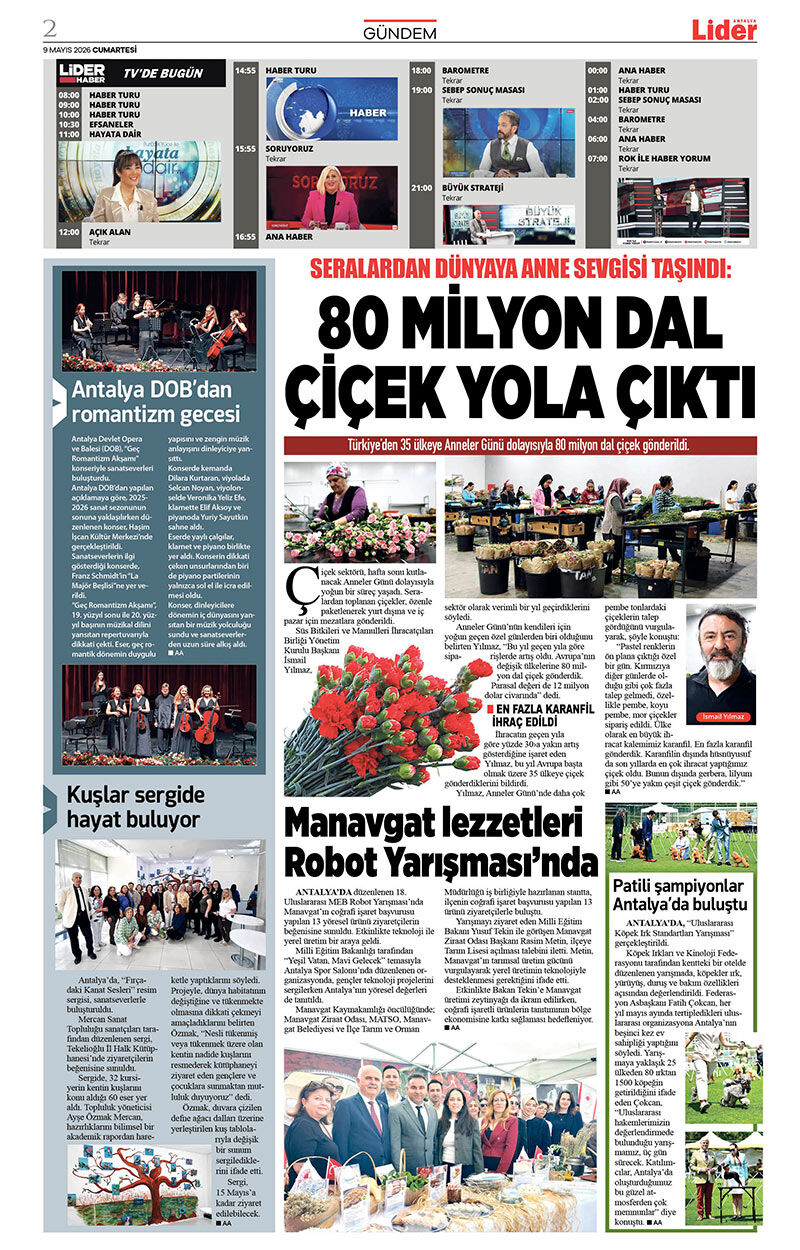 9 M A Y I S 2026 L İ D E R G A Z E T E A N T A L Y A 2
